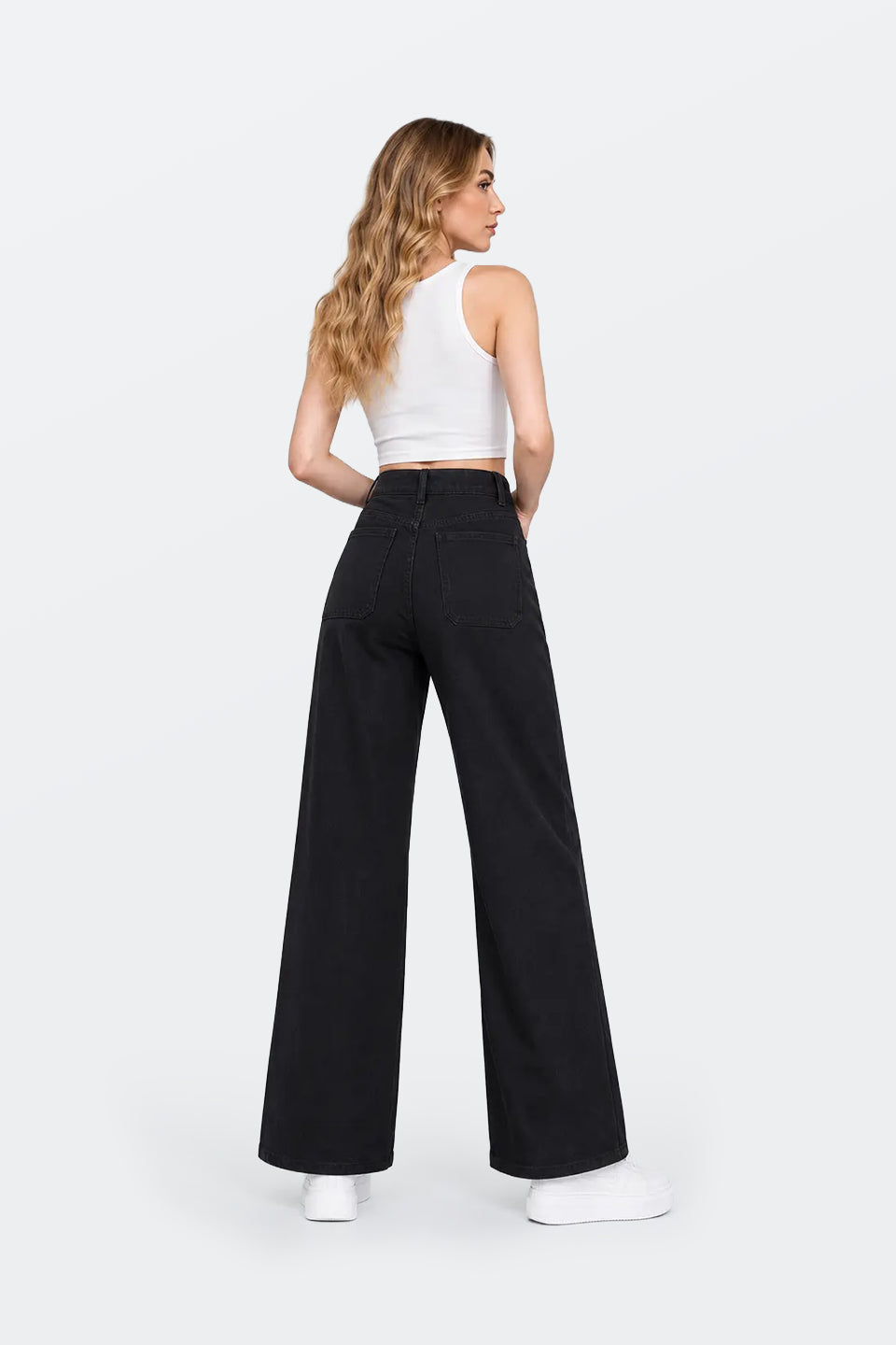 Vaquero negro elástico AY3272 wide leg