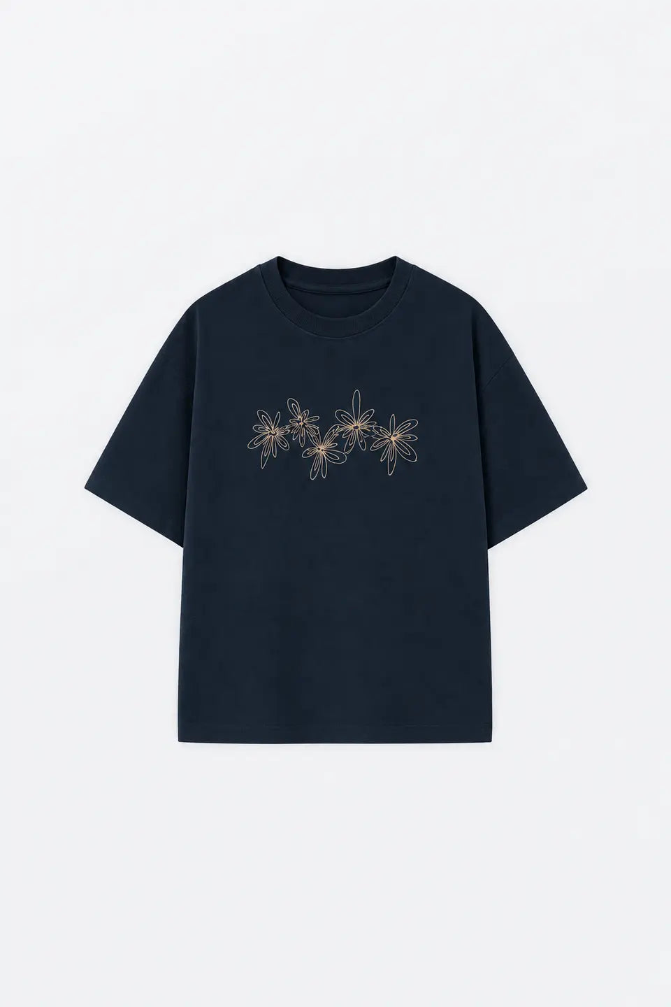 Camiseta flores bordadas