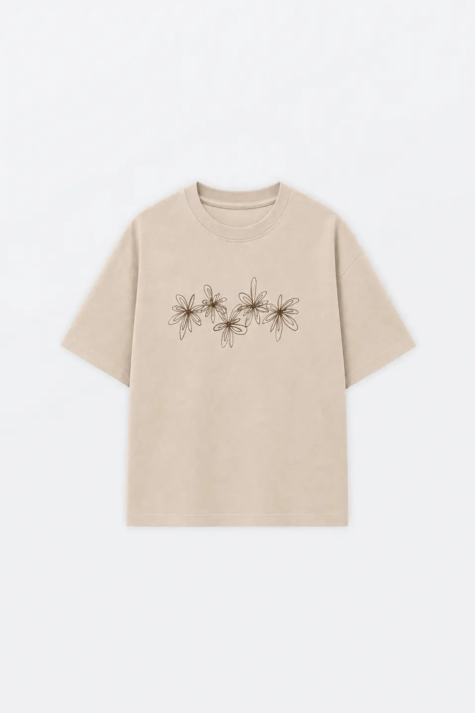 Camiseta flores bordadas