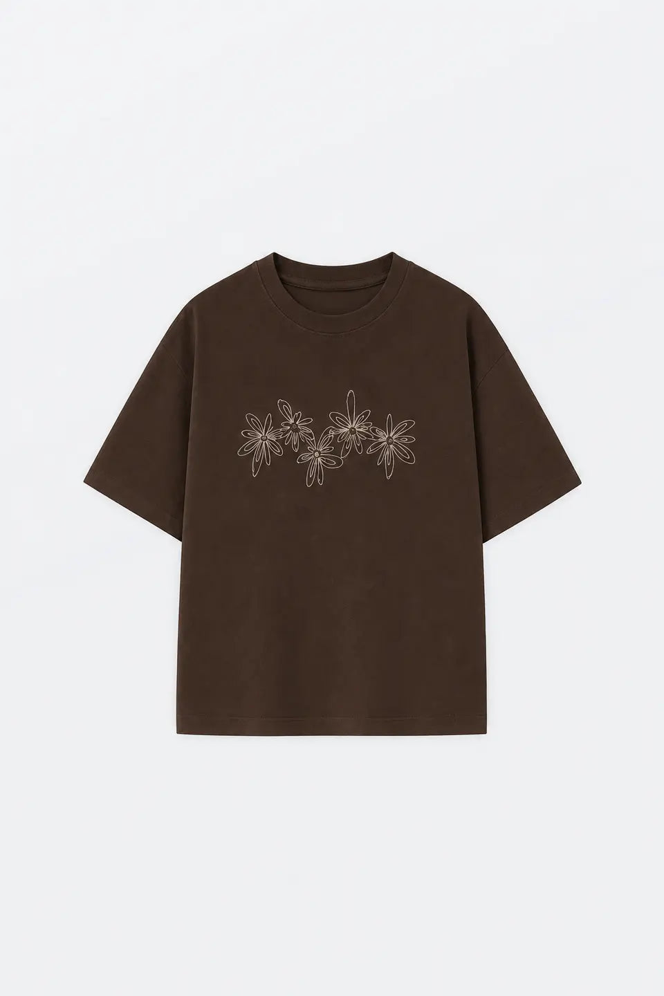 Camiseta flores bordadas