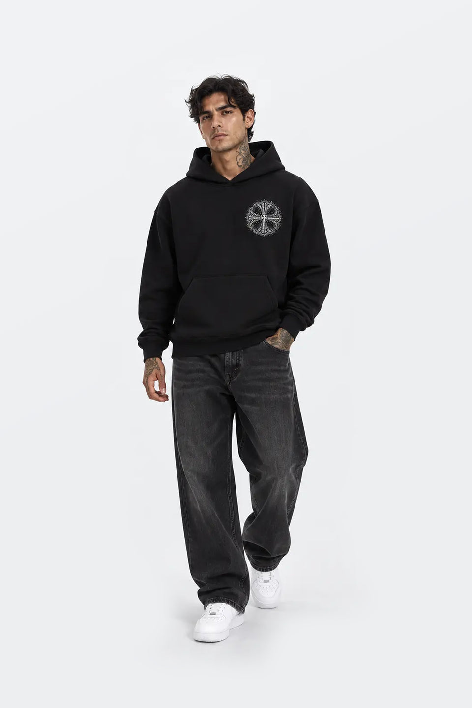 Sudadera cruz pedrerias