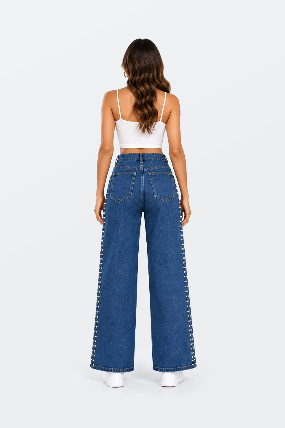 Vaquero elástico M11153 wide leg azul medio