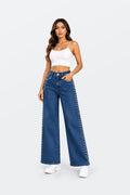 Vaquero elástico M11153 wide leg azul medio