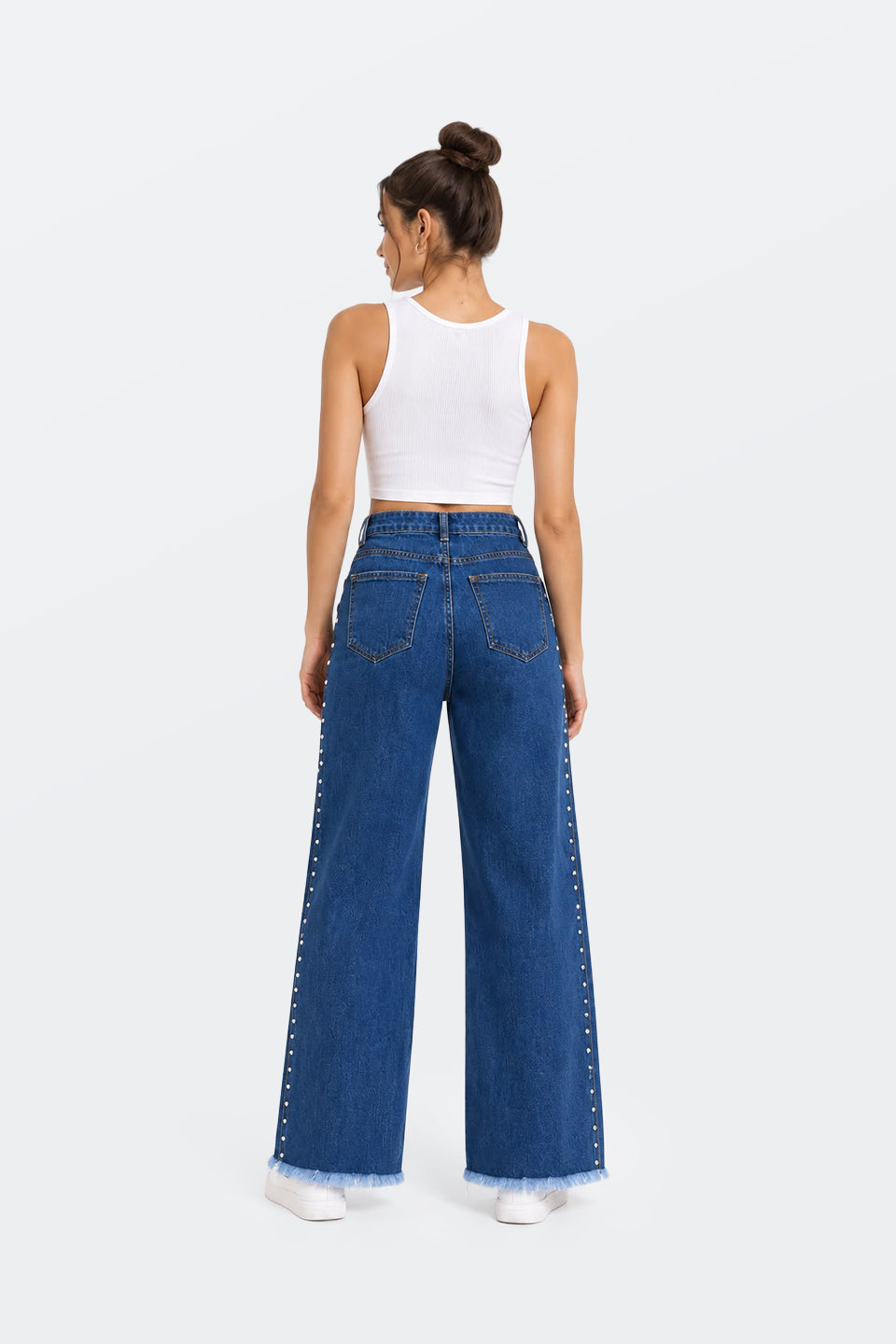 Vaquero elástico wide leg tiro alto