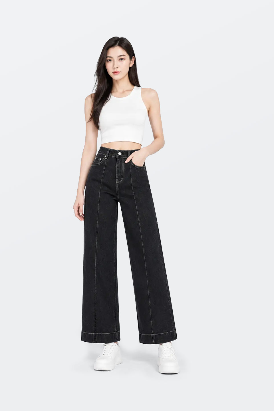 Vaquero negro V711 Wide leg
