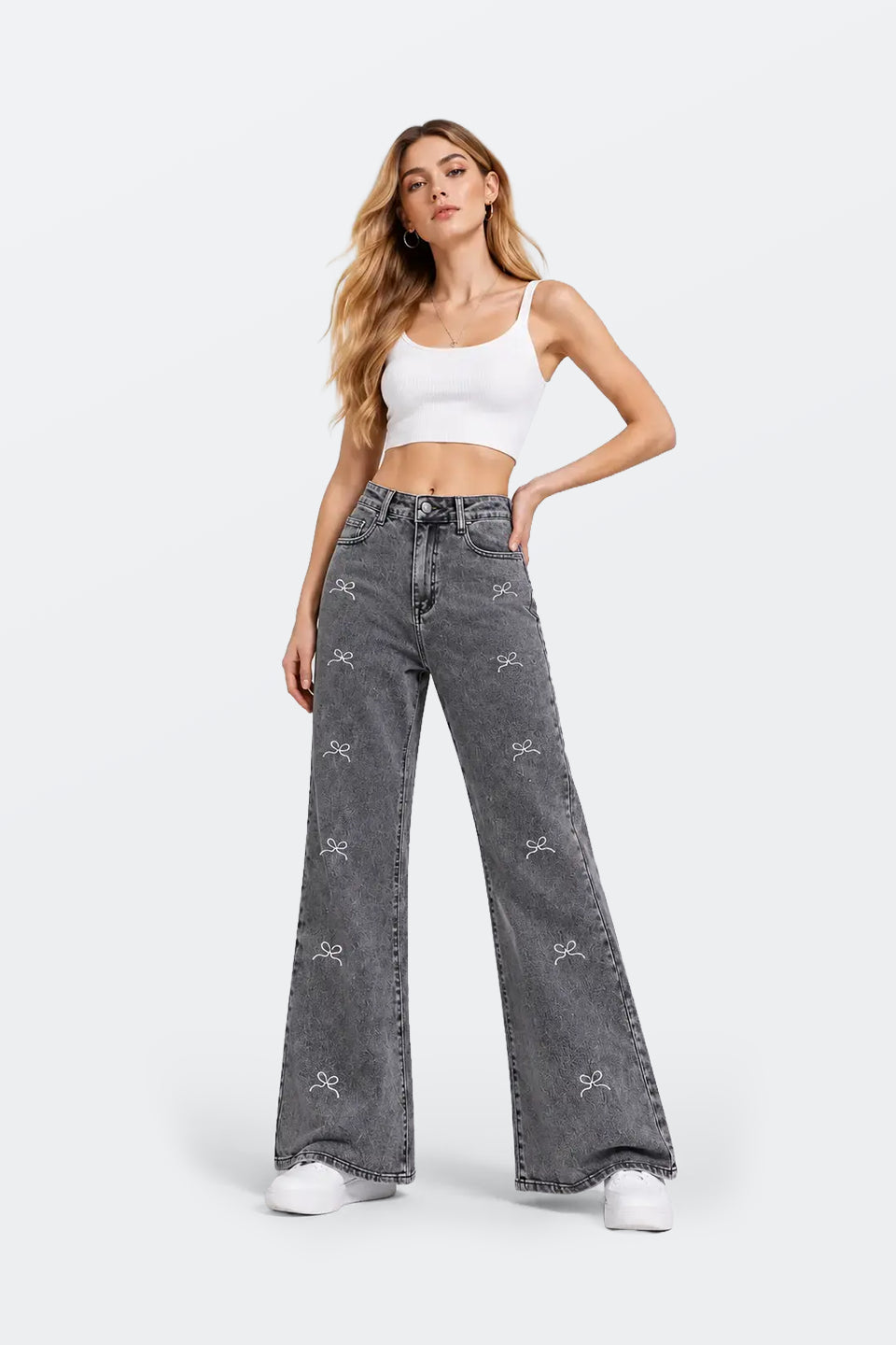 Vaquero gris lavado wide leg WL262