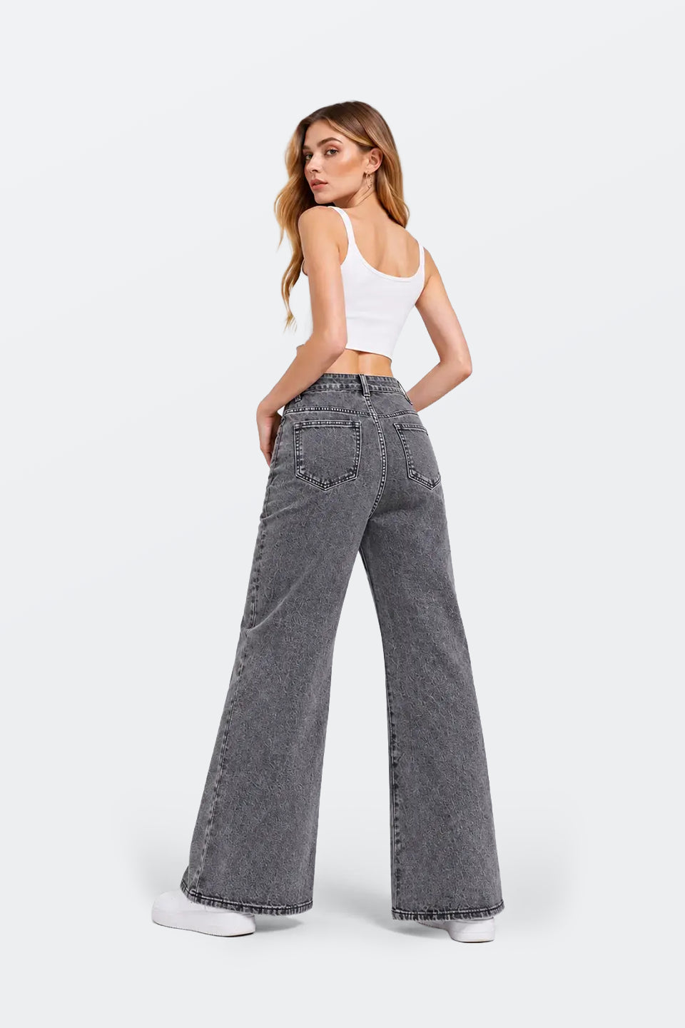 Vaquero gris lavado wide leg WL262